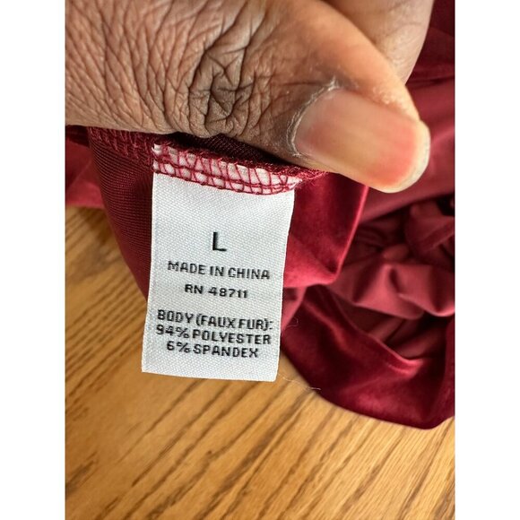 Vintage Red Velvet Ophelia Rose Dress L Long Sleeves Keyhole Back Tiered Design - Picture 11 of 11